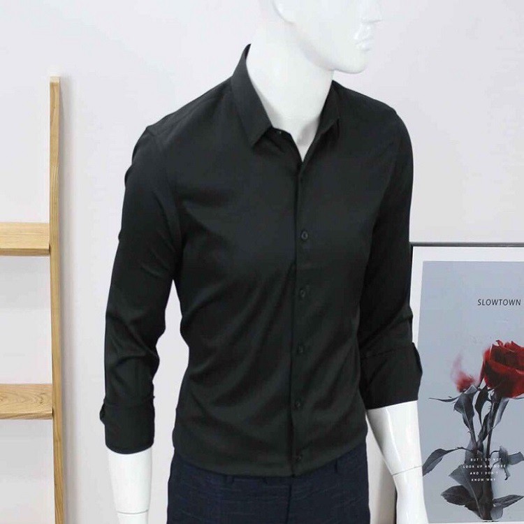 Áo Sơ Mi Nam Đen Davis'L Chất Lụa Mỹ Cao Cấp | BigBuy360 - bigbuy360.vn