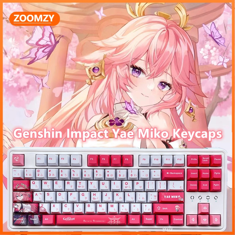 Yae Miko Keycaps Cherry Profile Genshin Impact Keycaps PBT Thuốc nhuộm thăng hoa Bàn phím cơ Keycaps Anime Keycaps 133 Phím