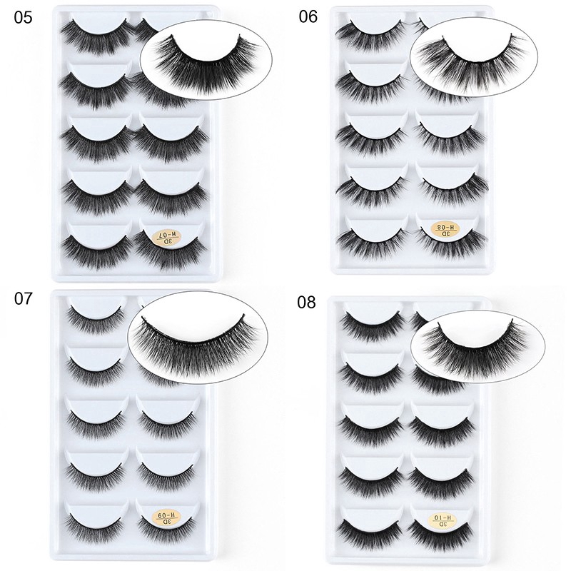 Set 5 Cặp Lông Mi Giả 3d Tự Nhiên Quyến Rũ Độc Đáo