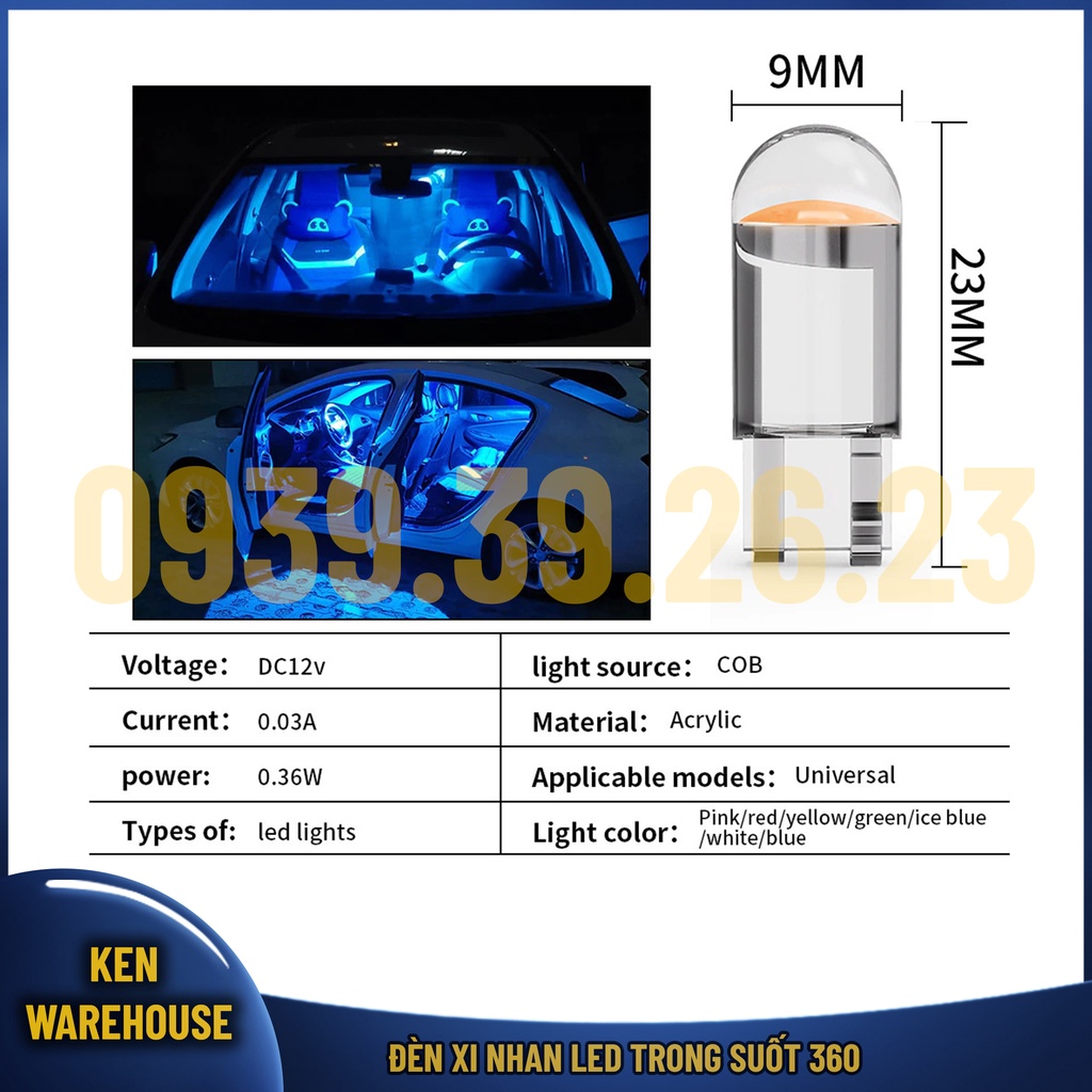 Đèn LED xi nhan T10 12V báo số, Demi, xi nhan xe máy ôtô chân chuẩn T10 360 độ Sáng Bền - Giá 1 Bóng - KEN warehouse