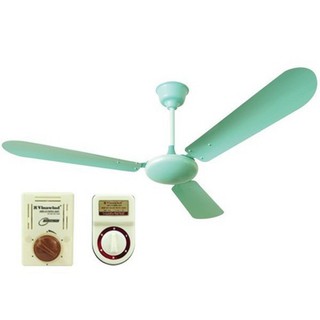 Quạt trần chạy hộp số  ,và có tay điều khiển ba cánh  Vinawind điện cơ Thống Nhất màu xanh