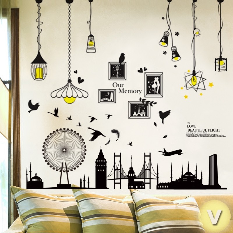 Decal dán tường Thành phố hiện đại