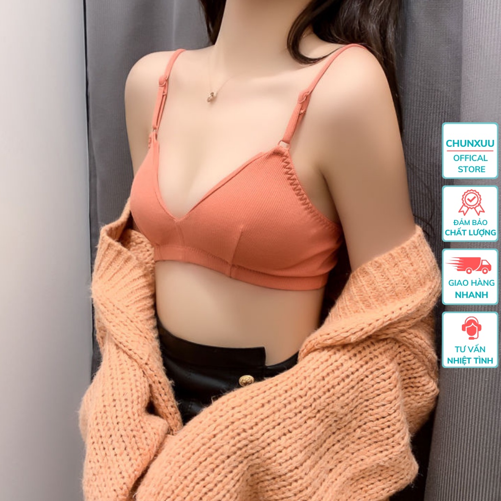 Áo bra nữ thun gân tăm ChunXuu, chất cotton đệm mỏng không gọng nâng ngực BR12