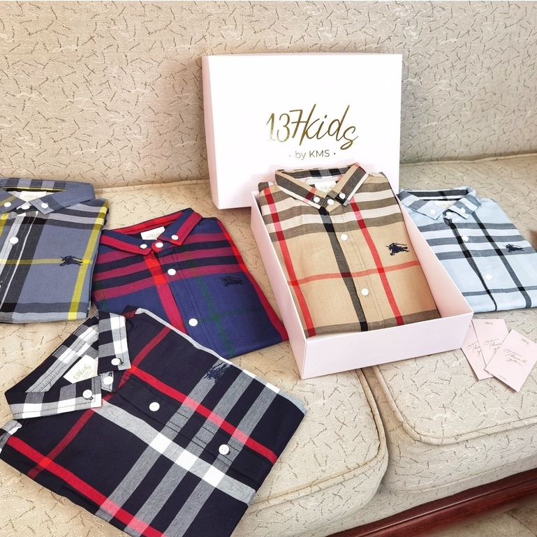 Áo sơ mi burberry dài tay bé trai 137KIDS chất cotton thô cao cấp Hàn Quốc