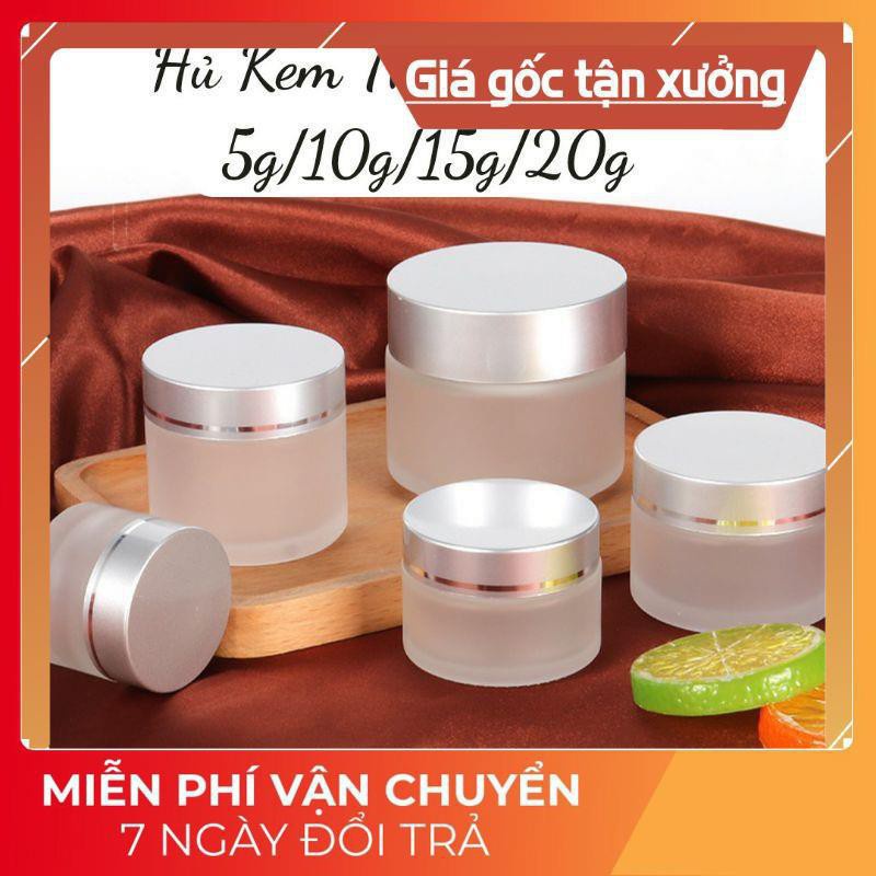 Hủ Đựng Kem ❤ TOP GIÁ RẺ ❤ Hũ chiết kem thủy tinh mờ nắp bạc 5g/10g/15g/20g/30g/50g đựng mỹ phẩm , phụ kiện du lịch