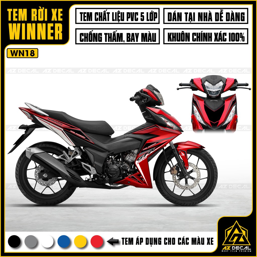 Tem Xe Winner 150 Mẫu GTR | WN18 | Chất Liệu Decal PVC Chống Nước, Chống Bay Màu, Dễ Dán