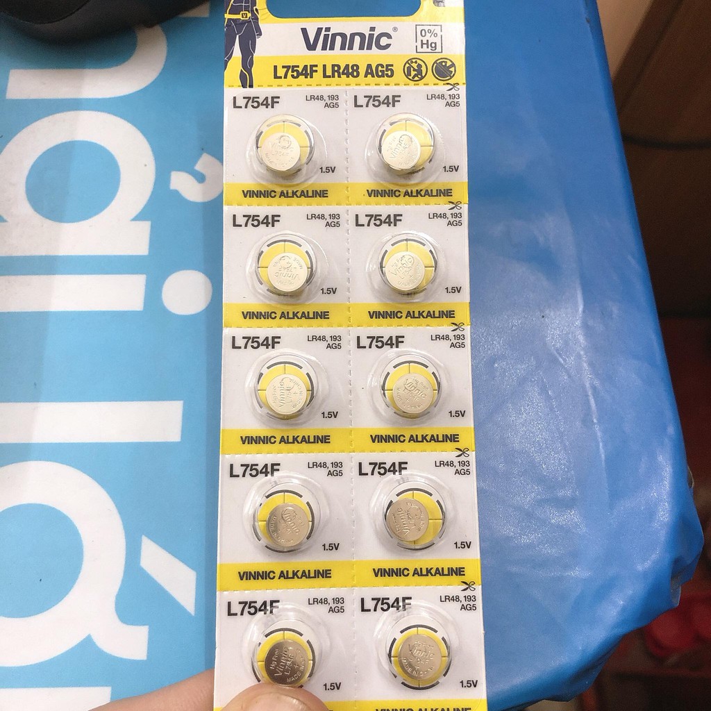 Vỉ 10 viên pin AG5 393 LR48 193 LR754 SR48 SR754 RW28 309 Vinnic