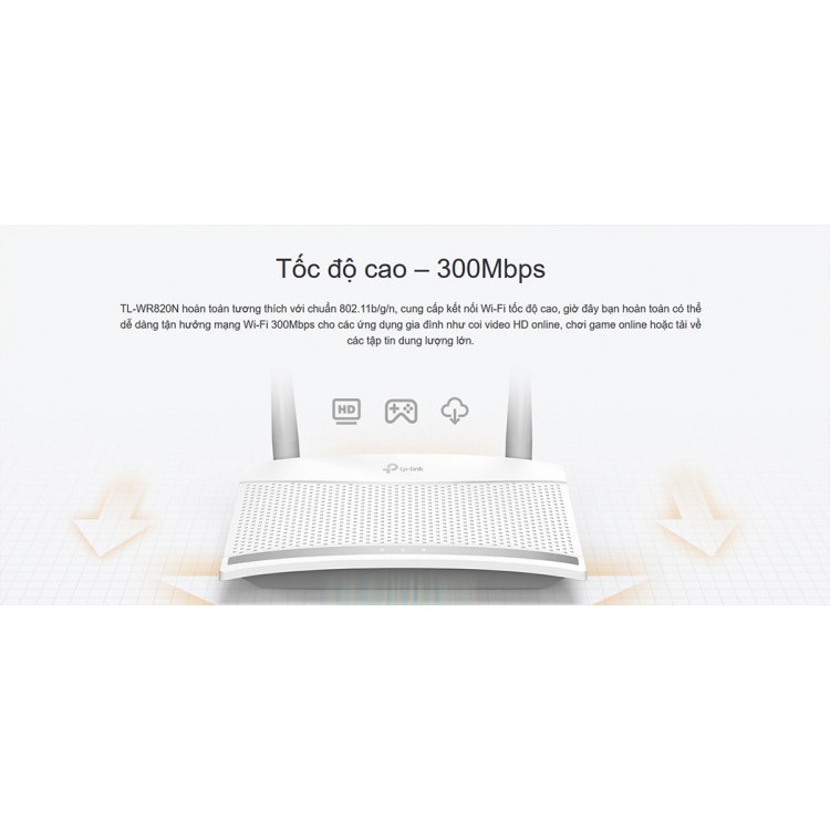 Bộ Phát Wifi 2 Râu TPLink 820N - Router Wi-Fi Chuẩn N Tốc Độ 300Mbps - Hàng Chính Hãng bảo hành đổi mới trong 24 tháng