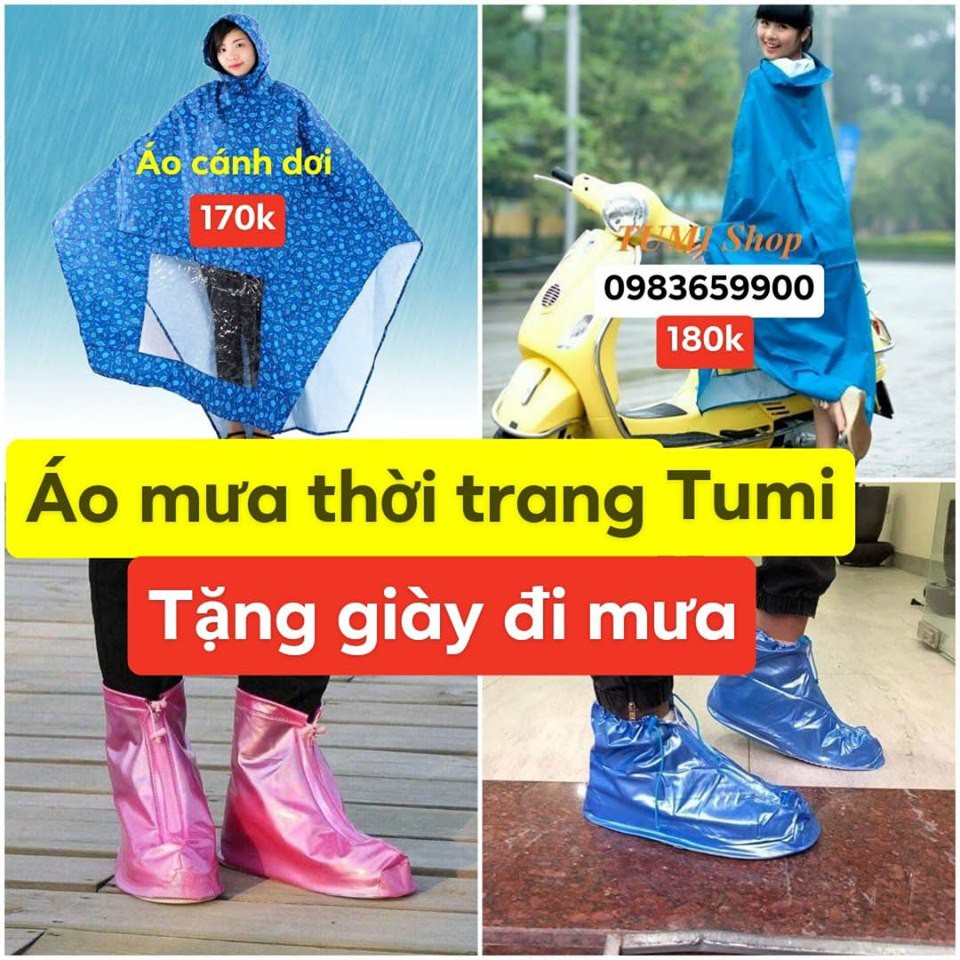 Áo mưa thời trang TuMi tặng giày đi mưa