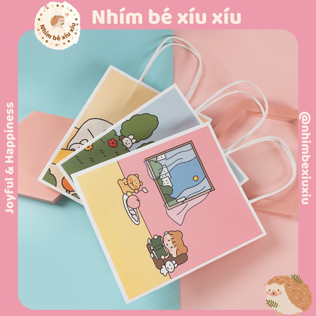 Túi giấy đựng quà tặng có quai xách Mira Girl/Gấu Thỏ 18*21*8 cm VT54 | BigBuy360 - bigbuy360.vn