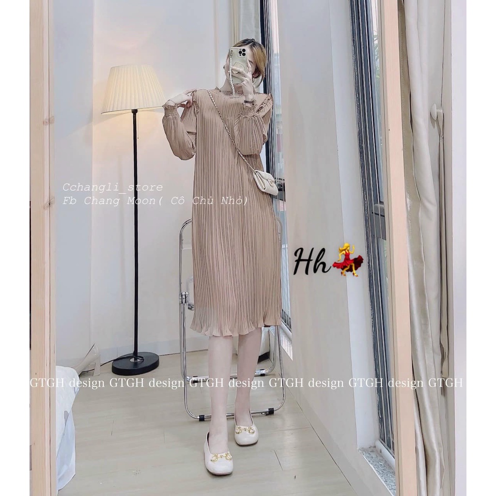 Váy ly bo cổ, tay kèm đai xinh (kèm ảnh thật,video) | BigBuy360 - bigbuy360.vn