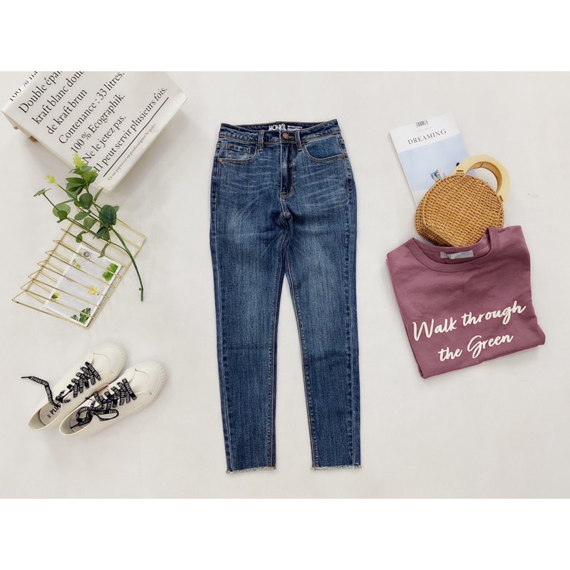 Quần skinny lai tua