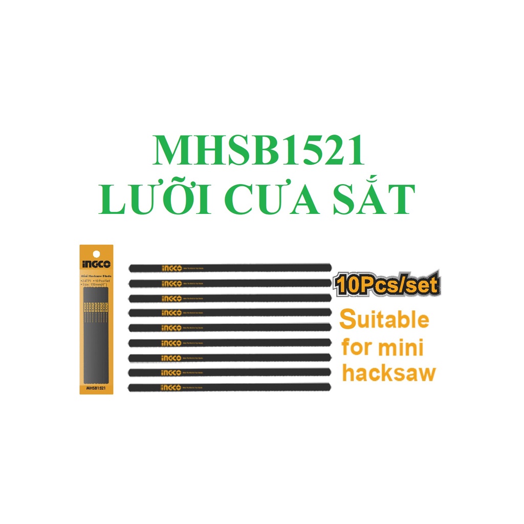 MHSB1521 Bộ 10 lưỡi cưa sắt mini 6" hiệu Ingco