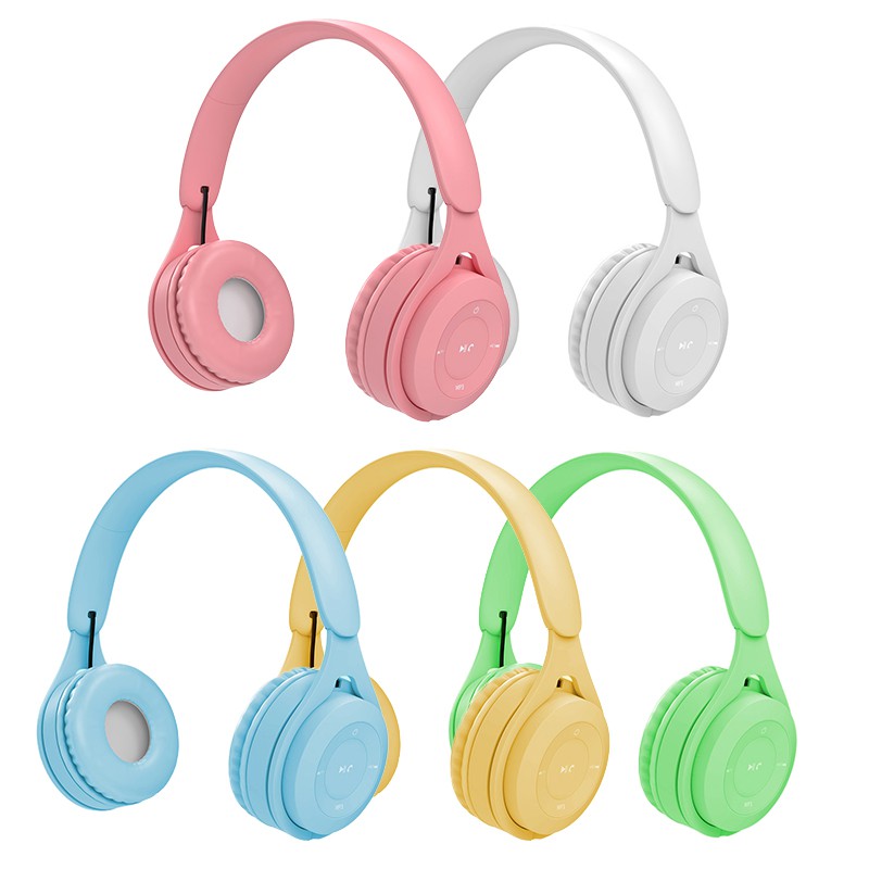 Tai nghe bluetooth không dây HiFi 2020 5.0 màu macaron dễ thương