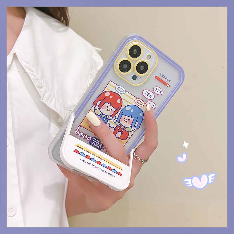 Ốp Điện Thoại Kèm Giá Đỡ Tàng Hình Họa Tiết Hoạt Hình Cho Iphone13Promax / 12Pro / Creative 11 / 6 / 7 / 8 / PLUS