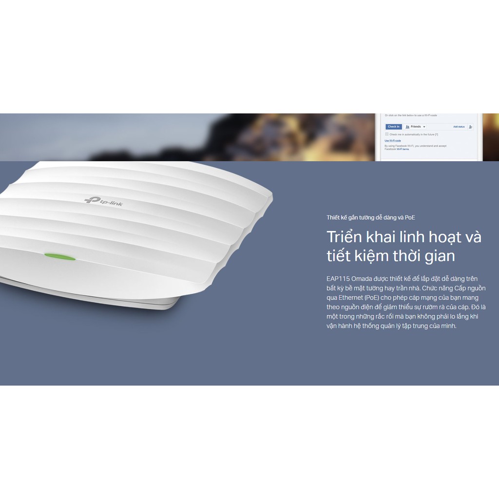 Bộ thu phát Wifi TP-Link EAP115 chuẩn N tốc độ 300Mbps