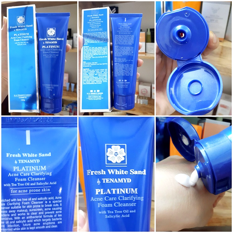 Sữa rửa mặt dành cho da mụn, sữa rửa mặt Tenamyd Platinum Acne Care Clarifying Foam Cleanser 120g - Happy Life 4U