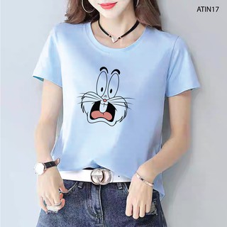 [ÁO HOT] ÁO THUN NAM NỮ IN HỌA TIẾT HÌNH MẶT THỎ CUTE SIÊU HOT ĐỦ MÀU ĐỦ SIZE - ATIN17