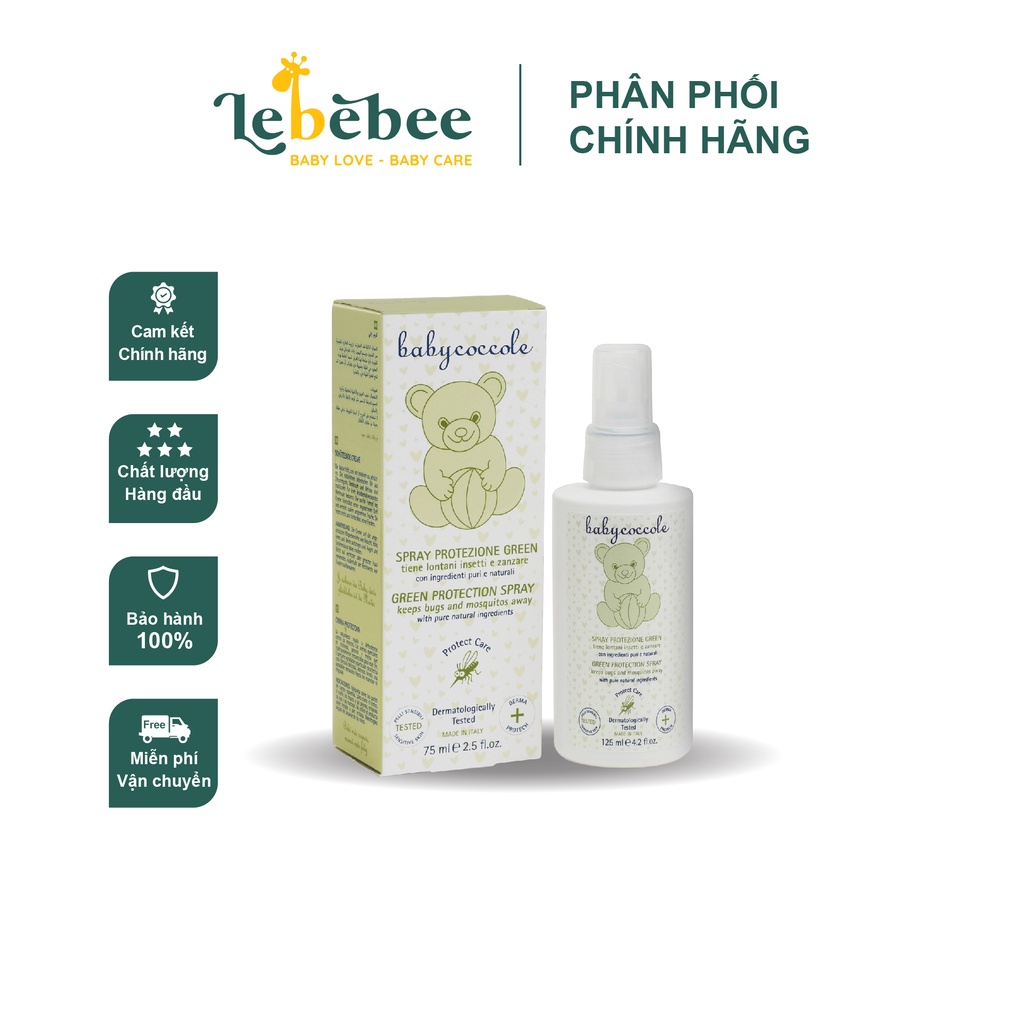 Xịt xua muỗi Babycoccole 0M+ chiết xuất tía tô đất và cây phong lữ 125ml