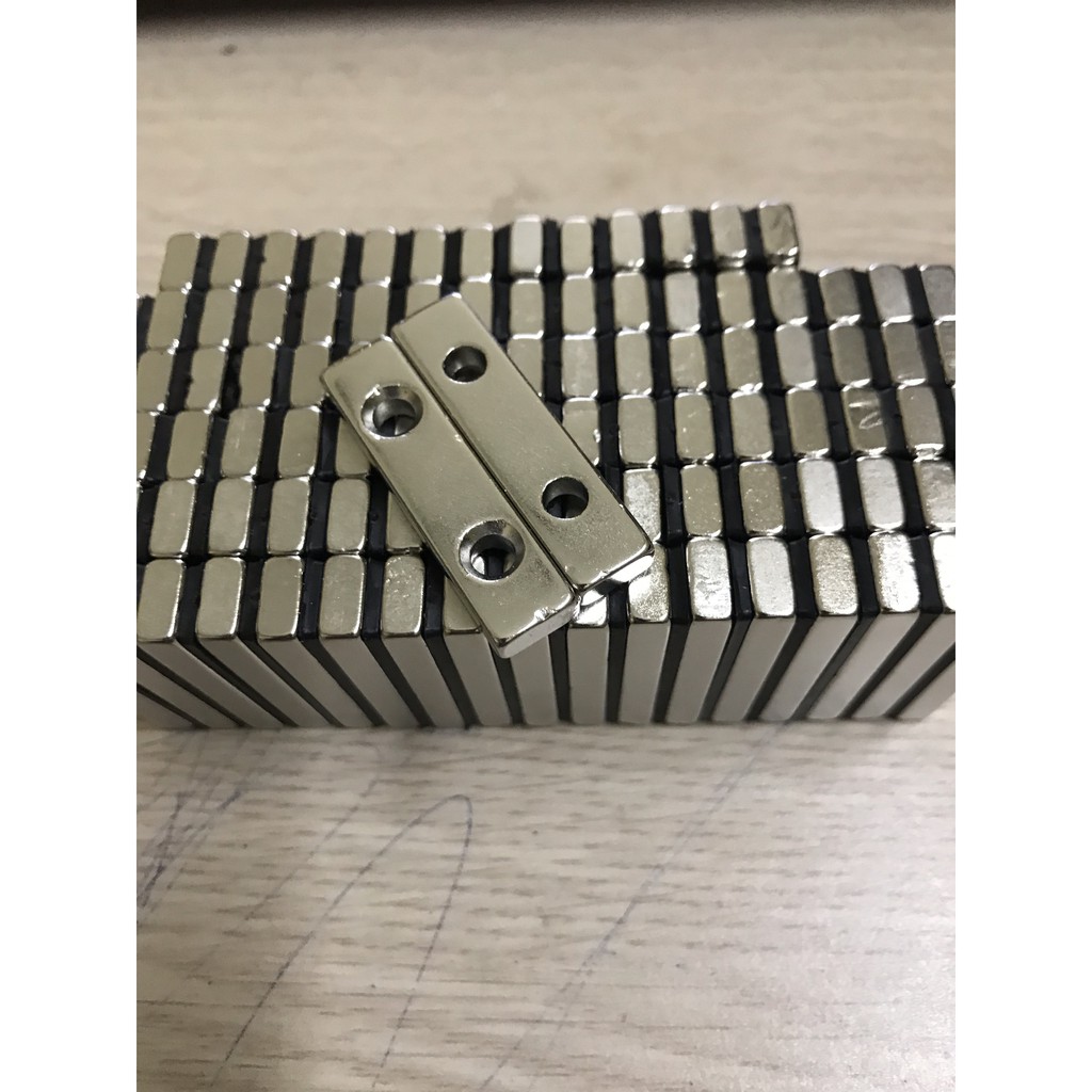 Nam châm trắng chữ nhật 2 lỗ 40×10×5mm | BigBuy360 - bigbuy360.vn