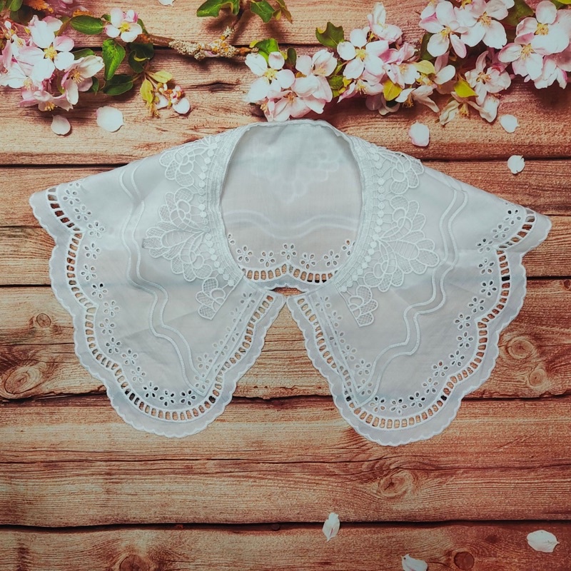 Sơ Mi Trắng Cổ Ren Phom Dáng Basic Cực Kỳ Dễ Mặc Cổ Ren Bản To 2 Lớp Ren Siêu Đẹp