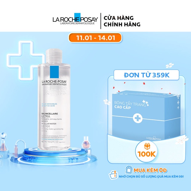 Nước làm sạch sâu và tẩy trang cho da nhạy cảm La Roche-Posay Micellar Water Ultra Sensitive Skin 400ml