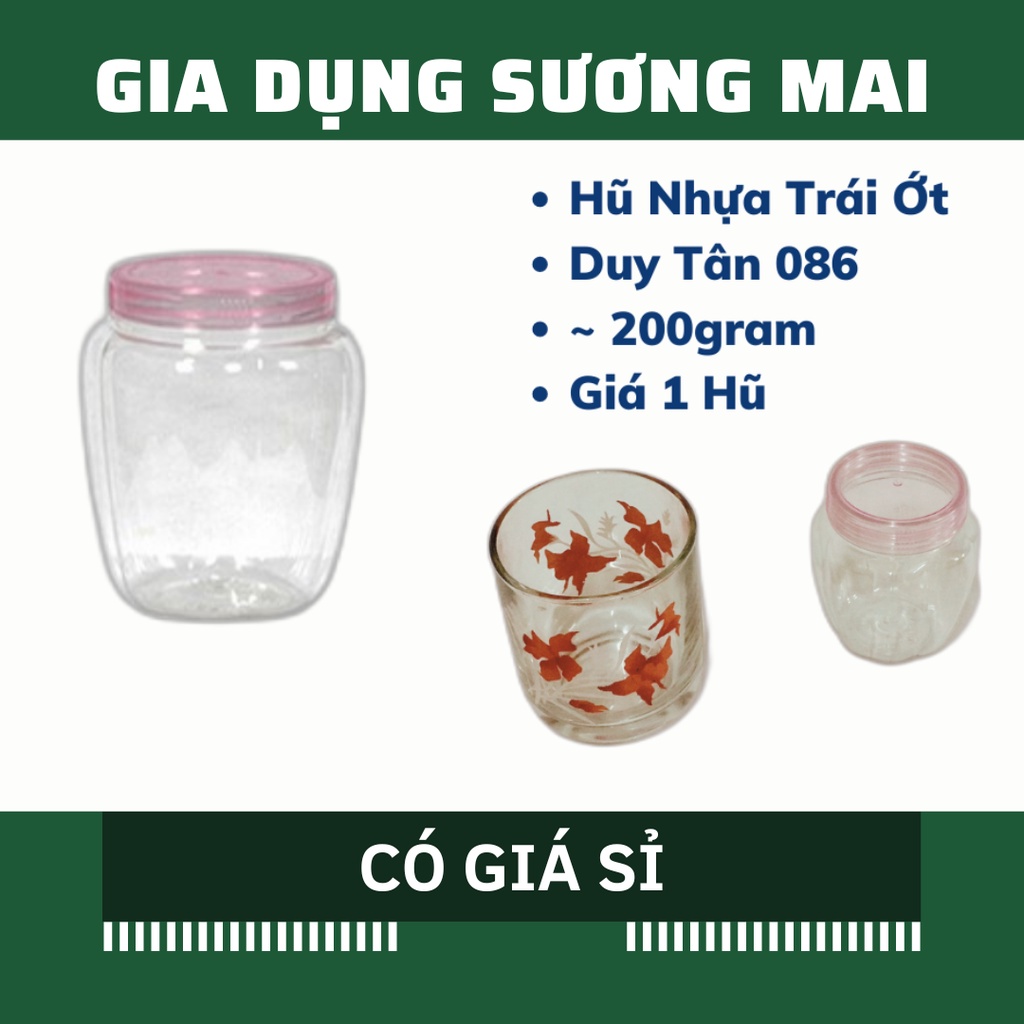 [Giá Sỉ] Hũ Nhựa Duy Tân 086 Khía, Trái Ớt 200gram Đựng Thực Phẩm Gia Vị
