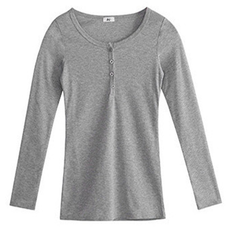 Áo trơn tay dài phối nút thời trang cho nữ | BigBuy360 - bigbuy360.vn