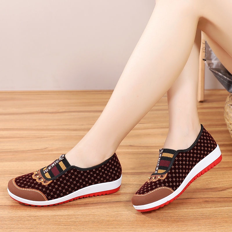 Giày vải mềm đế bằng gót thấp chống trượt cho nữ