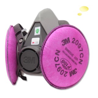 Bộ Mặt nạ chông bụi 3M 6100 + cặp Phin lọc 3M 2097 lọc hơi hữu cơ, Bụi dầu, bụi siêu mịn, bụi dạng hạt, bụi dầu hơi Gas