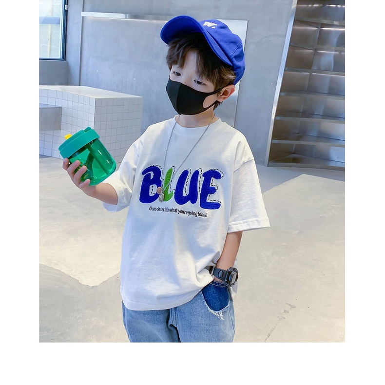 [Grow Up with You] Áo Thun Cotton Mỏng Tay Ngắn Dáng Rộng Thời Trang Mùa Hè Dành Cho Bé Trai 2022