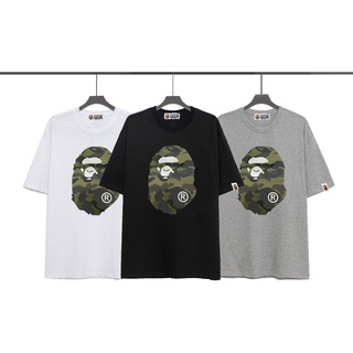 Bape Áo Thun Cotton Tay Ngắn Dáng Rộng In Họa Tiết Rằn Ri Màu Xanh Lá Thời Trang Cho Nam Và Nữ Mã Be9 #