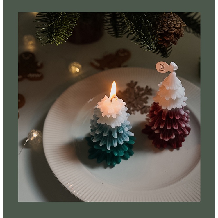 Nến Thơm Cây Thông Noel Quà Tặng Giáng Sinh/Sinh Nhật - Mùi Hương Giáng Sinh [TẶNG KÈM ĐẾ GỖ]