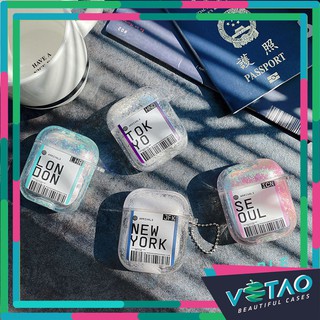 Vỏ bảo vệ hộp sạc tai nghe Apple AirPods không dây màu trong suốt phối kim tuyết lấp lánh