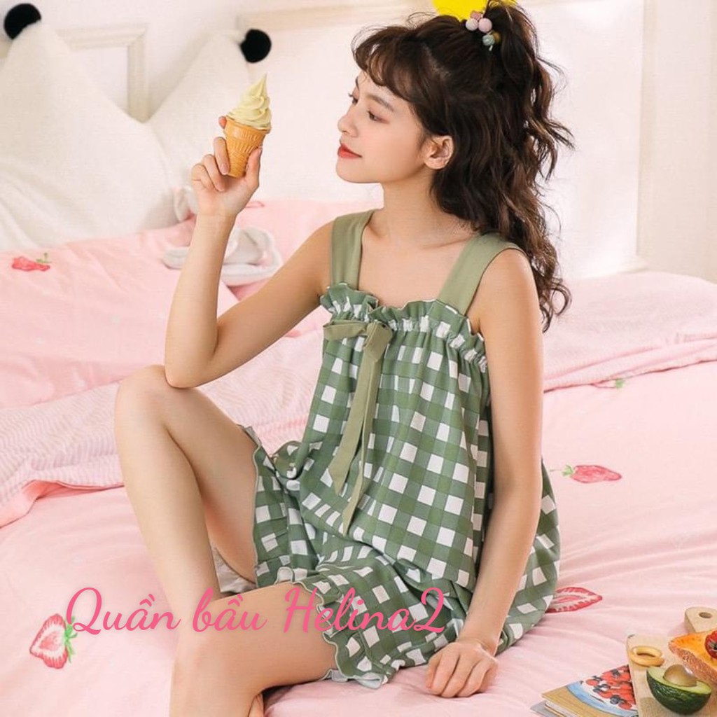 Bộ đồ bầu 2 dây chất thô mềm mại mặc đi ngủ mặc nhà siêu xinh sieu cute BĐ833
