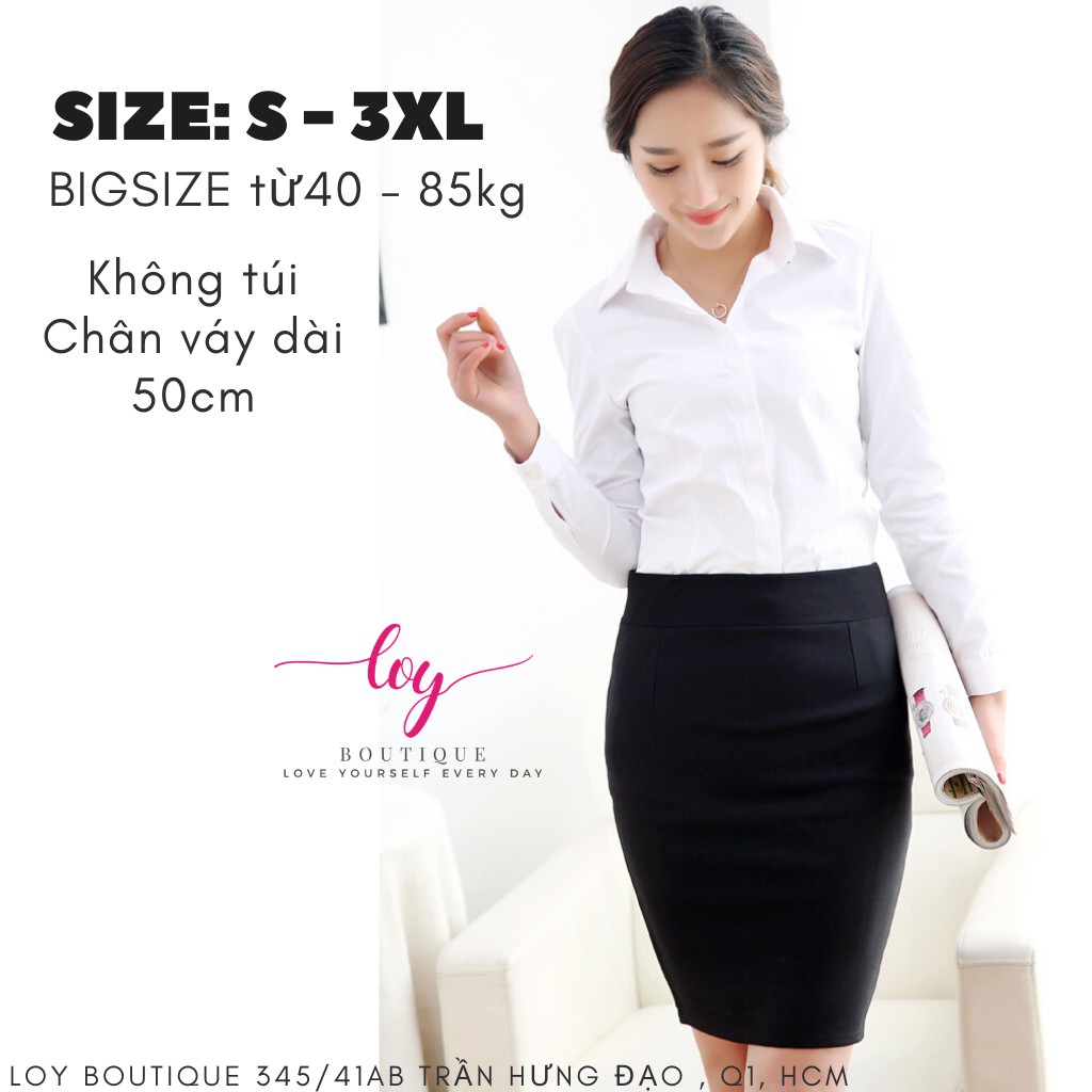 [BIGSIZE S-3XL] Chân váy bút chì công sở - lưng cao - xẻ sau- chất thun dày - ôm dáng không nhăn không xù không dão