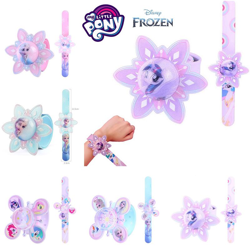 New Anime My Little Pony Elsa Rotate Glowing Quicksand Kids Cartoon Hand Circle