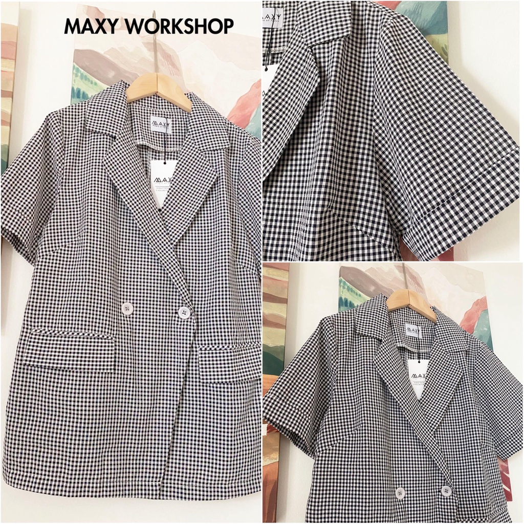 Áo blazer tay ngắn họa tiết sọc Caro Short Blazer Maxy Workshop | WebRaoVat - webraovat.net.vn