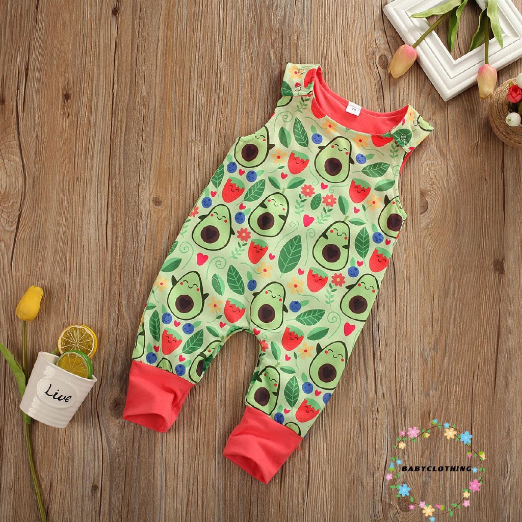 Áo liền quần dài tay họa tiết quả bơ dễ thương cho bé sơ sinh