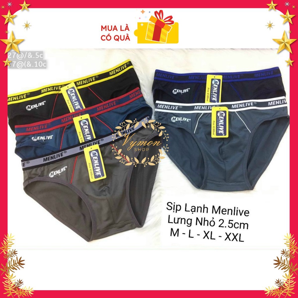 Sét 5_10 Quần lót nam lạnh Menlive lưng bản nhỏ 2.5cm