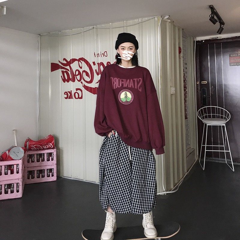 Áo Sweater Tay Dài Cổ Tròn Dáng Rộng In Họa Tiết Kiểu Hàn Quốc Thời Trang Thu Đông Hàng Mới 2021