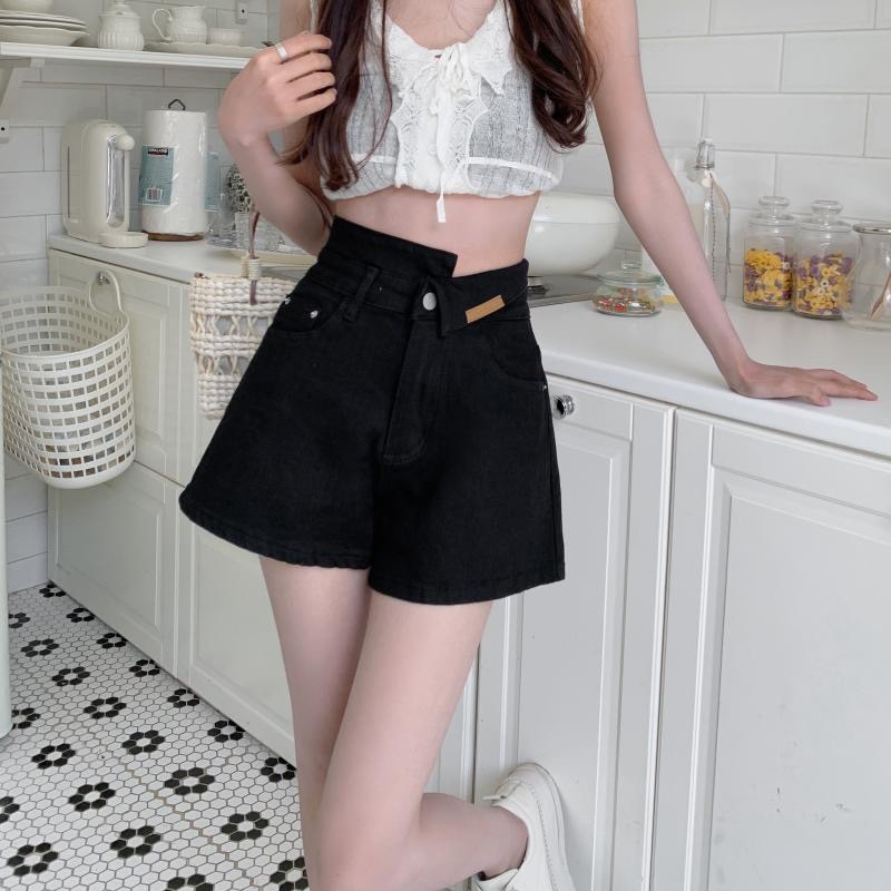 Quần Short Denim Lưng Cao Ống Rộng Phong Cách Hàn Quốc Thời Trang Cho Nữ