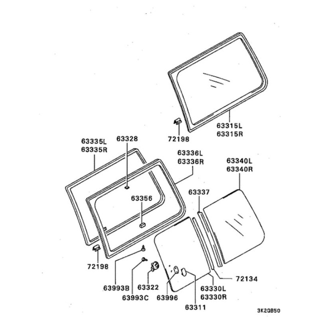 Móc khóa kính trượt cửa sổ sau Pajero V31 V32 V33 V43 V45 V46 MB416320 MB416321 MB416322