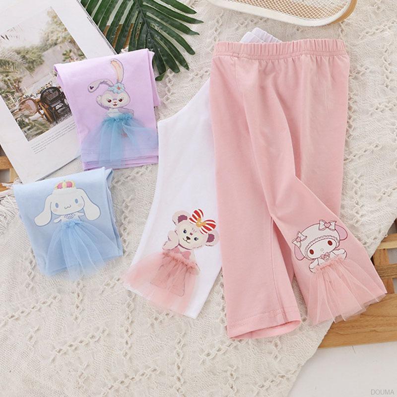 Quần legging mỏng hoạ tiết hoạt hình 3 chiều xinh xắn thời trang thu hè Hàn Quốc bé gái