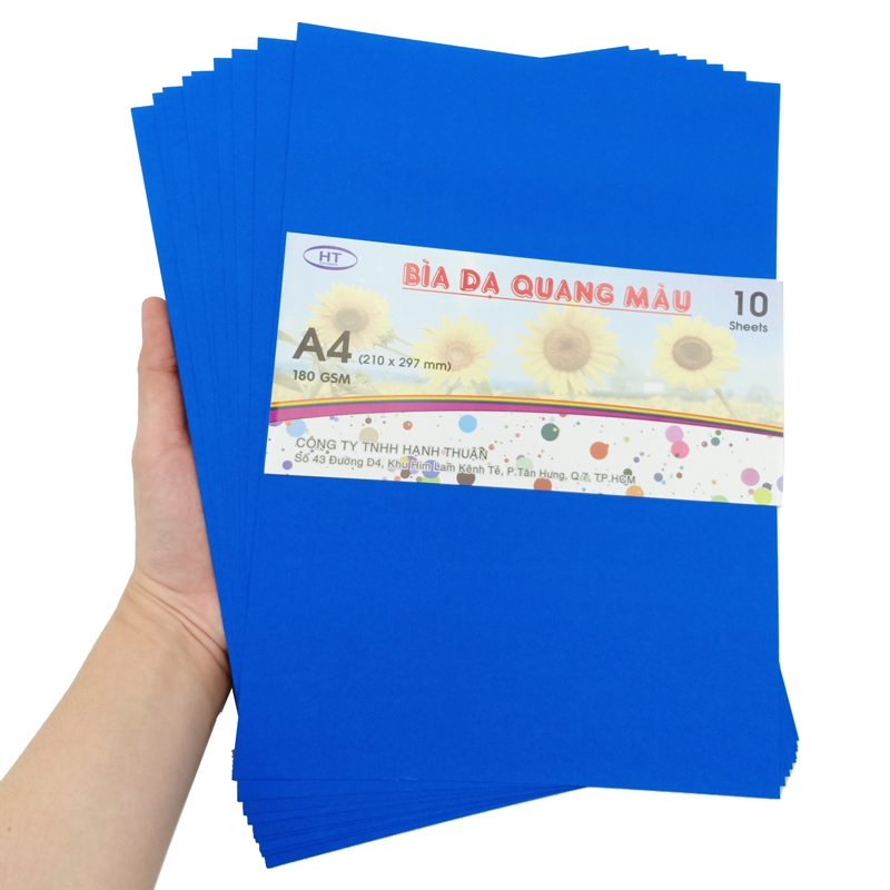 Bìa Dạ Quang Màu A4 HT 180gsm - Xanh Dương