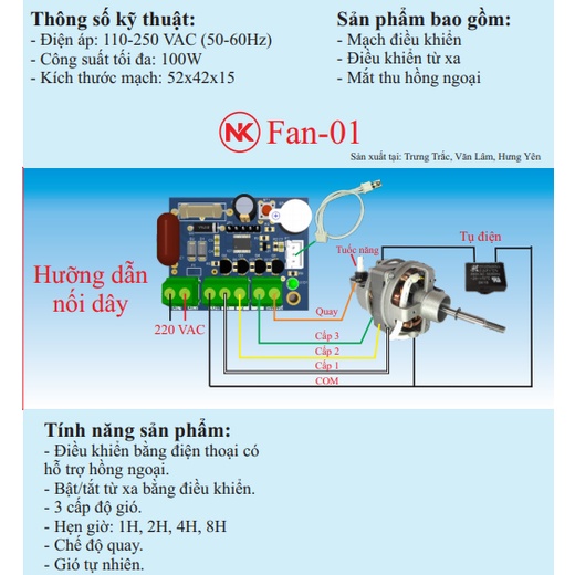 Bộ điều khiển quạt Fan-01, điều khiển quạt từ xa