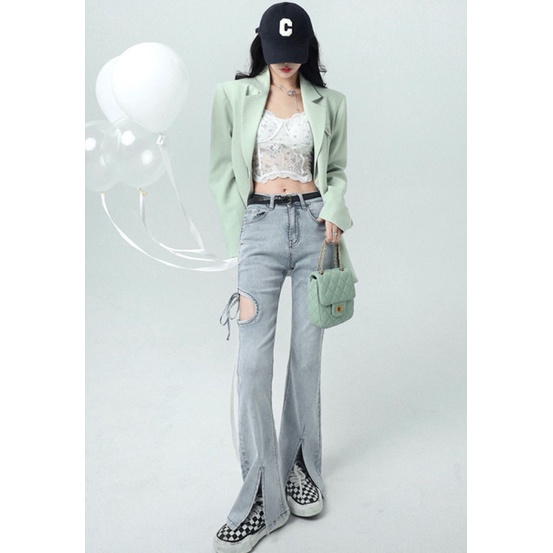 Quần Jean Ống Rộng Lưng Cao Thời Trang Mùa Hè Quyến Rũ Dễ Phối Đồ Cho Nữ