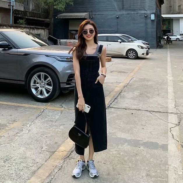 Đầm Denim Hai Dây Dáng Rộng Phong Cách Hàn Quốc Cổ Điển Thời Trang Xuân Thu Hàng Mới Dành Cho Bạn Nữ