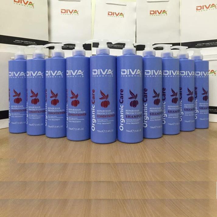 Bộ Dầu Gội Xả Diva Xanh Cosmetics Organic Care 750ml . .