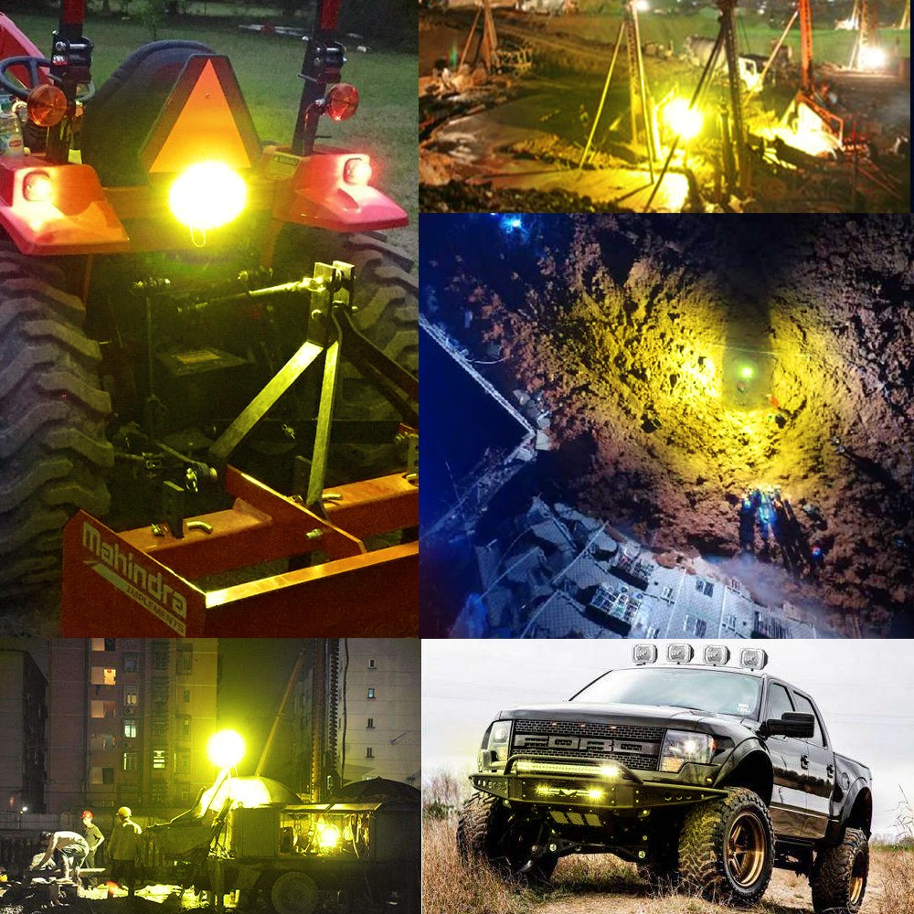 UNI-SHINE LED Pod Lights 4inch Flood Beam Driving Lights Fog Lights LED Work Light for Truck  Motor